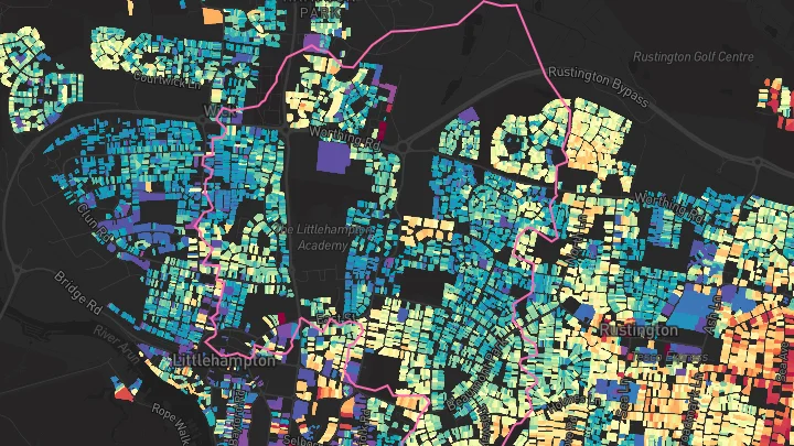 House price heatmap showing property values across Littlehampton