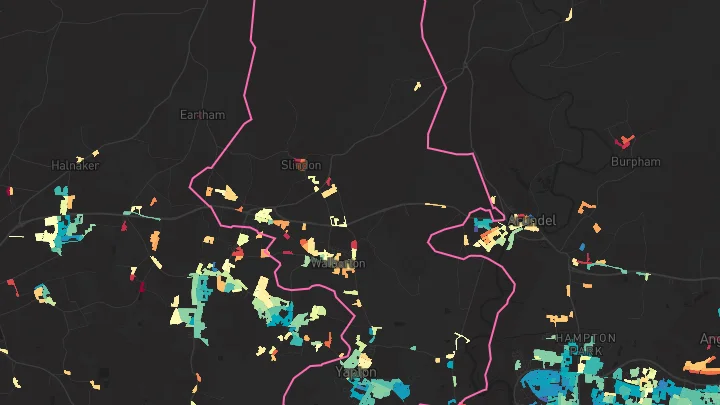 House price heatmap showing property values across Yapton