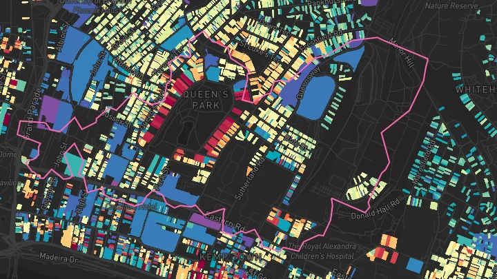 House price heatmap showing property values across Brighton