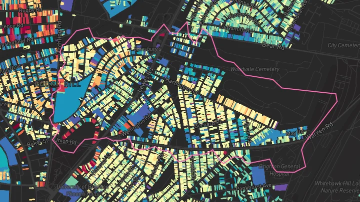 House price heatmap showing property values across Brighton