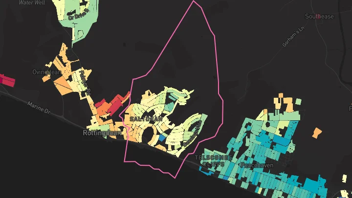 House price heatmap showing property values across Saltdean