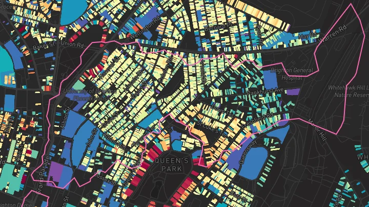 House price heatmap showing property values across Brighton