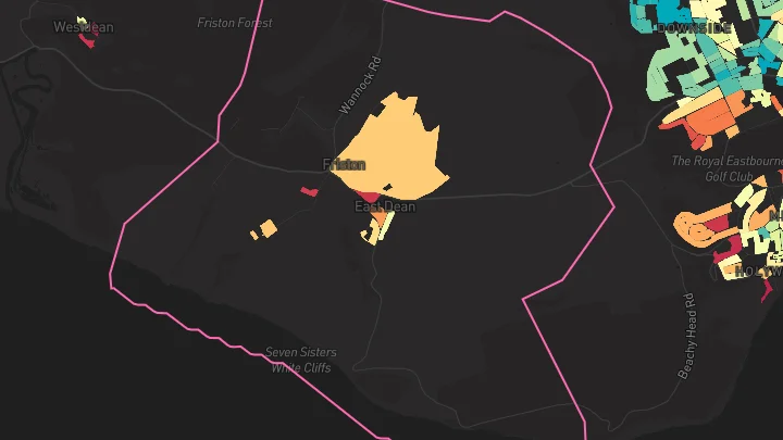 House price heatmap showing property values across East Dean