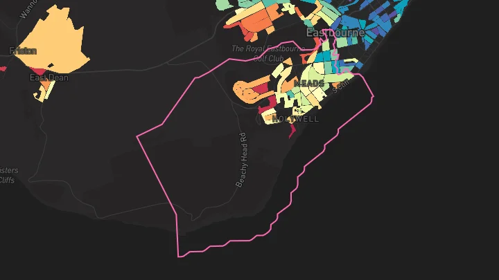 House price heatmap showing property values across Eastbourne