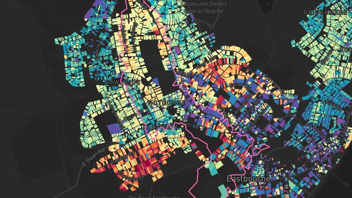 House price heatmap showing property values across Eastbourne