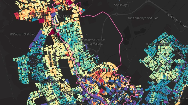 House price heatmap showing property values across Eastbourne