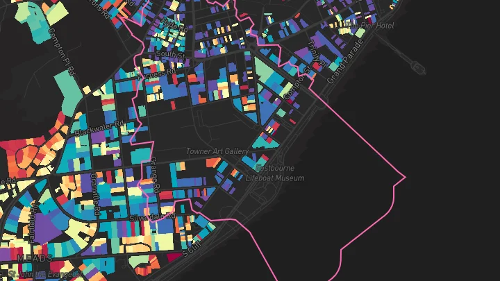 House price heatmap showing property values across Eastbourne