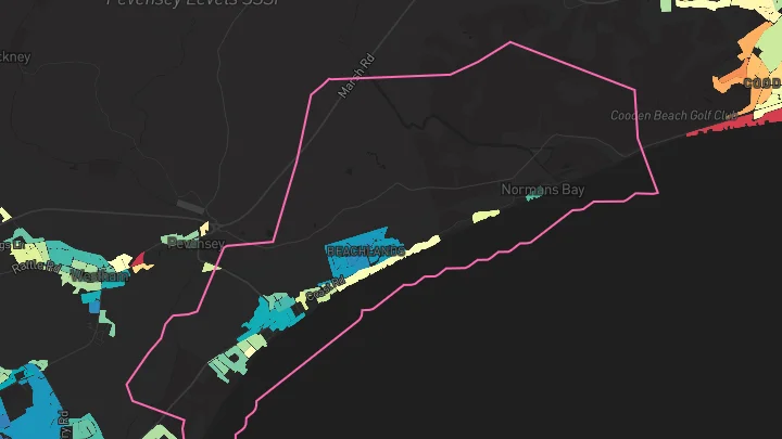 House price heatmap showing property values across Pevensey Bay