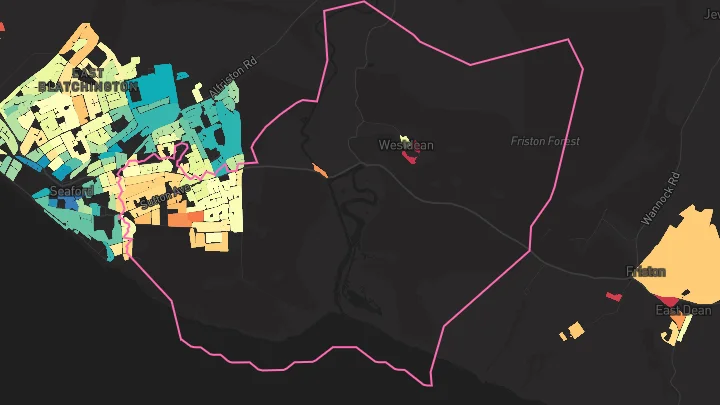 House price heatmap showing property values across Seaford