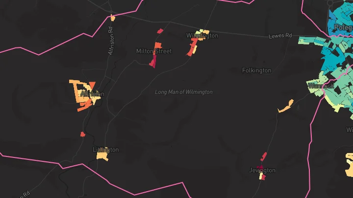 House price heatmap showing property values across Polegate
