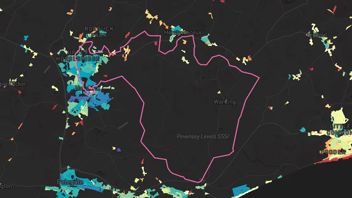 House price heatmap showing property values across Hailsham