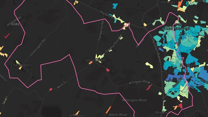 House price heatmap showing property values across Hailsham