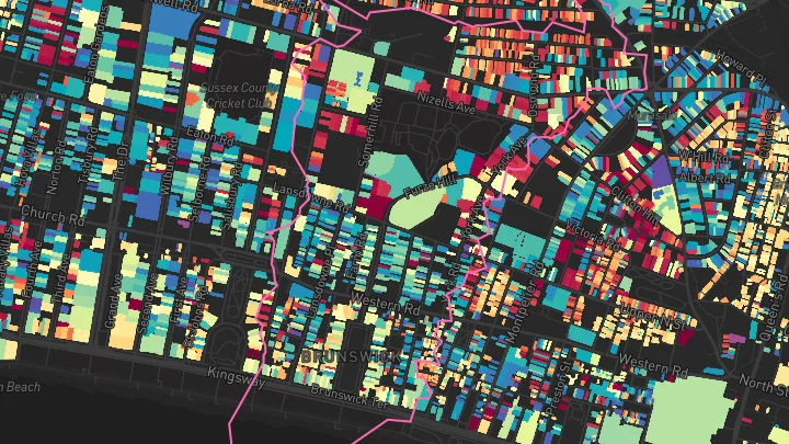 House price heatmap showing property values across Hove