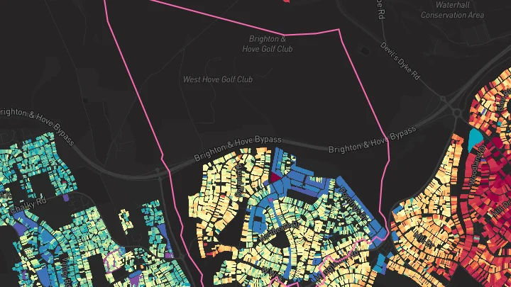 House price heatmap showing property values across Hove