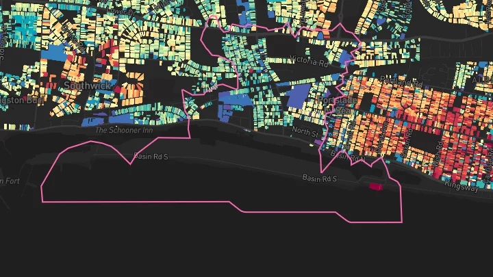 House price heatmap showing property values across Portslade