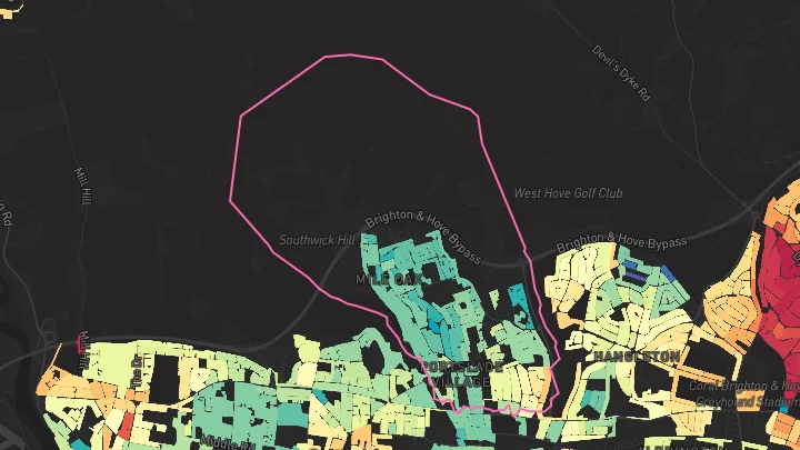 House price heatmap showing property values across Portslade