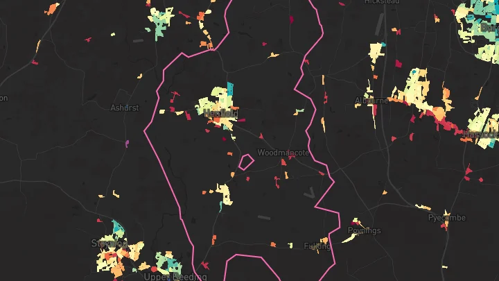 House price heatmap showing property values across Henfield