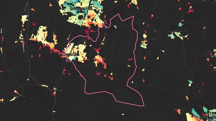 House price heatmap showing property values across Hassocks