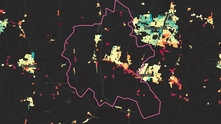 House price heatmap showing property values across Hurstpierpoint