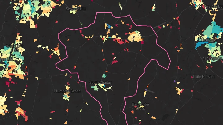 House price heatmap showing property values across Newick