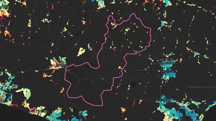 House price heatmap showing property values across East Hoathly