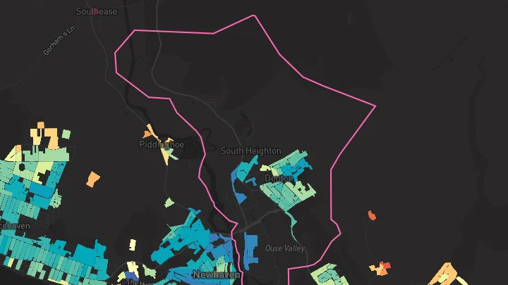 House price heatmap showing property values across Newhaven