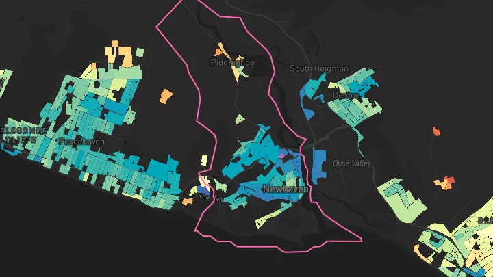 House price heatmap showing property values across Newhaven