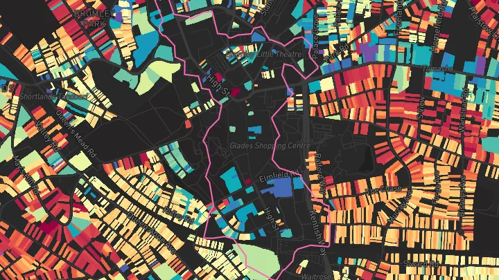 House price heatmap showing property values across Bromley North