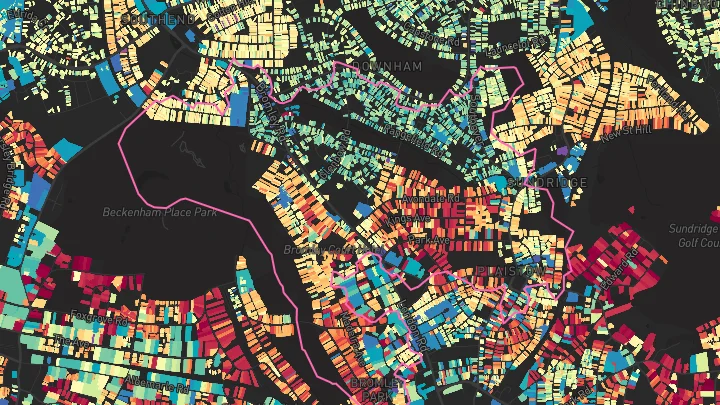 House price heatmap showing property values across Ravensbourne