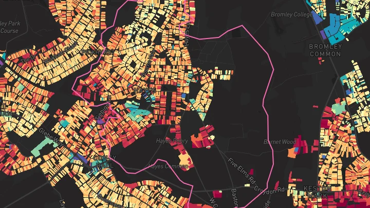 House price heatmap showing property values across Hayes
