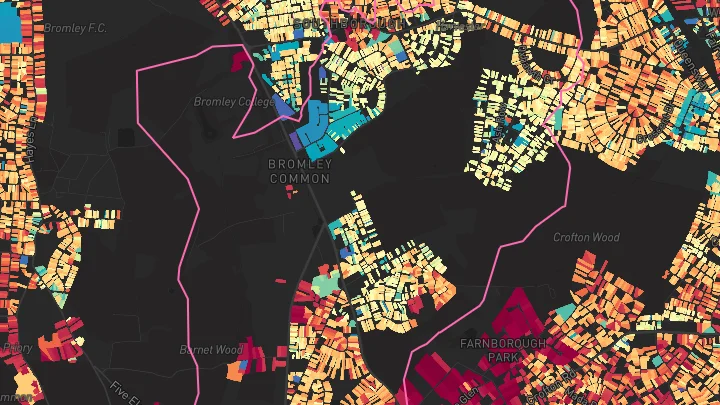 House price heatmap showing property values across Bickley