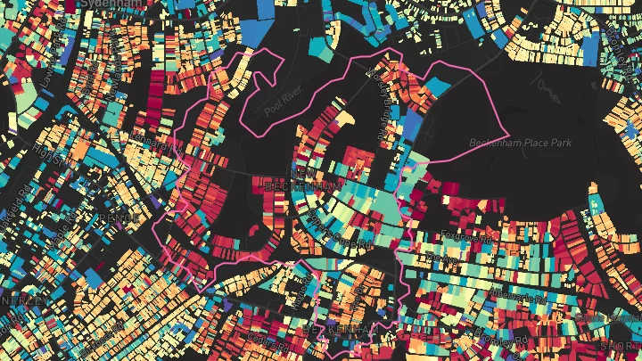 House price heatmap showing property values across Beckenham Junction