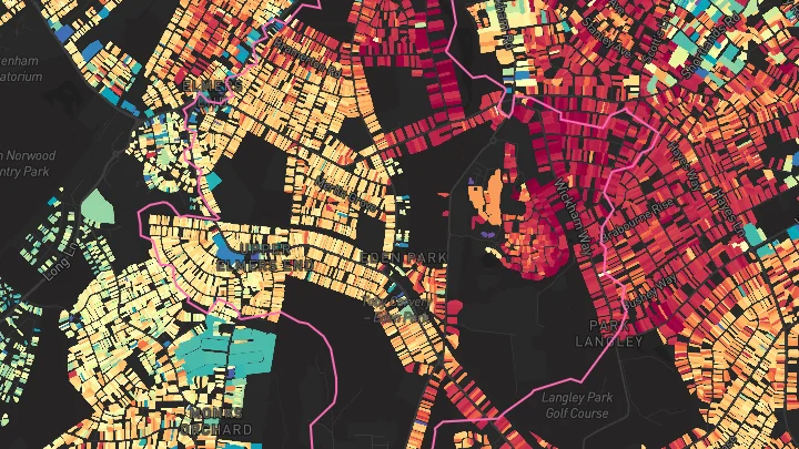 House price heatmap showing property values across Eden Park
