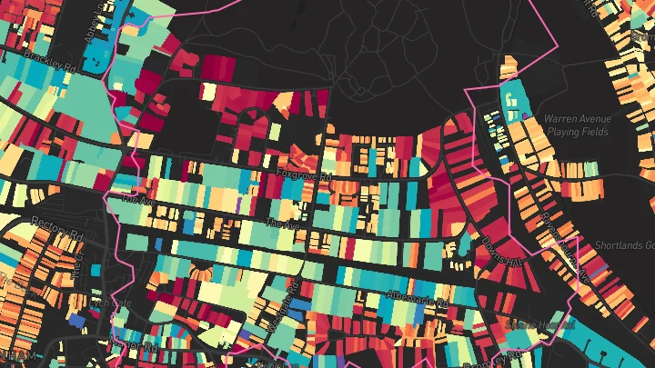 House price heatmap showing property values across Beckenham Junction