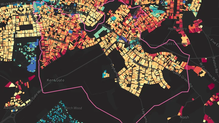 House price heatmap showing property values across West Wickham