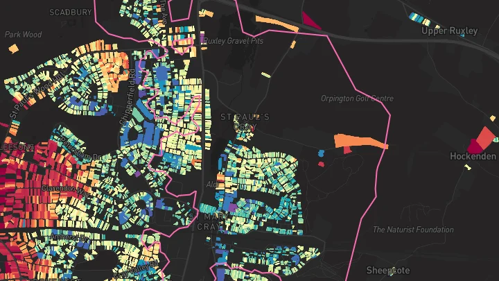House price heatmap showing property values across St Mary Cray
