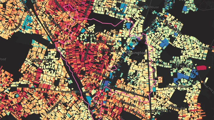 House price heatmap showing property values across Orpington