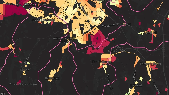 House price heatmap showing property values across Orpington
