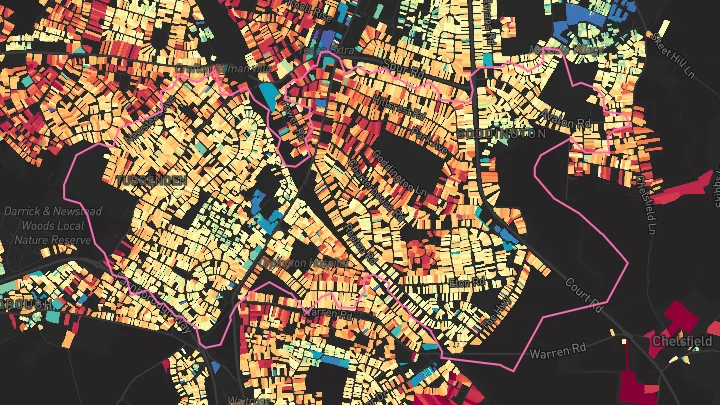 House price heatmap showing property values across Orpington