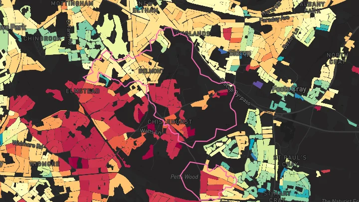 House price heatmap showing property values across New Eltham
