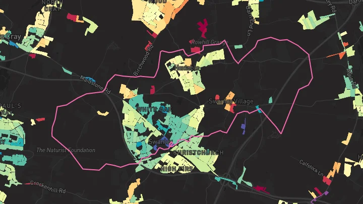 House price heatmap showing property values across Bexley