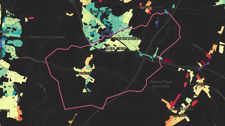 House price heatmap showing property values across St Mary Cray
