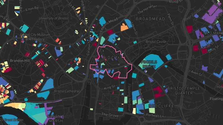 House price heatmap showing property values across Bristol