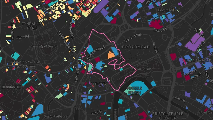 House price heatmap showing property values across Bristol