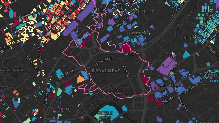 House price heatmap showing property values across Bristol