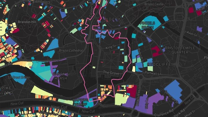 House price heatmap showing property values across Bristol
