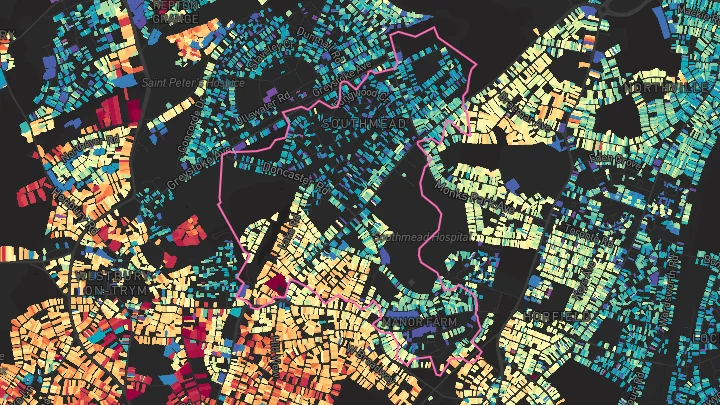 House price heatmap showing property values across Bristol