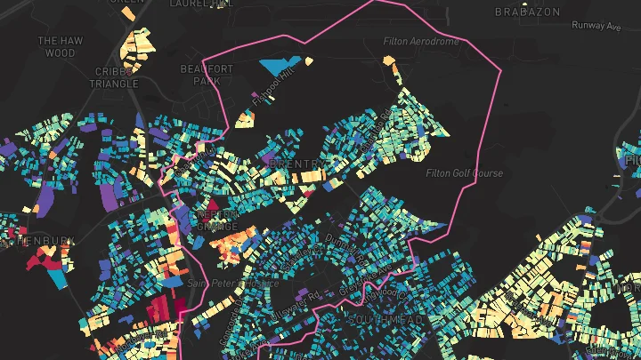 House price heatmap showing property values across Bristol