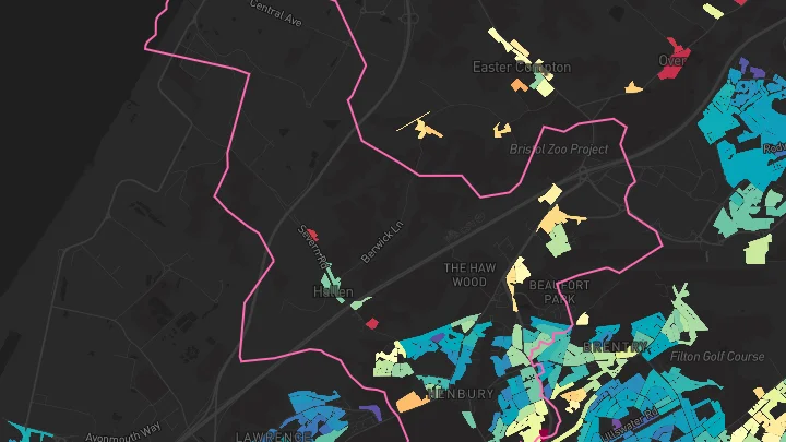House price heatmap showing property values across Bristol