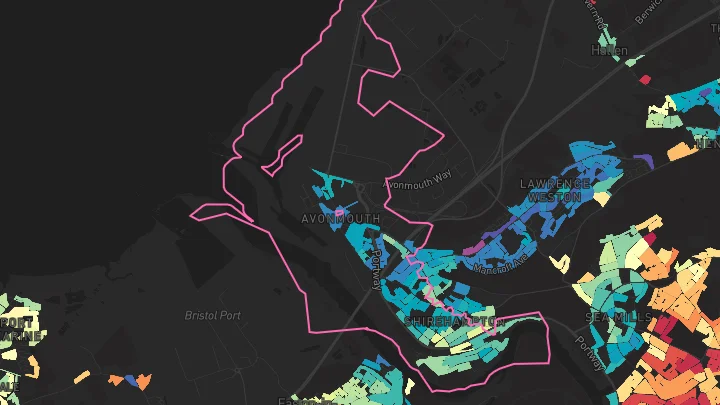 House price heatmap showing property values across Bristol